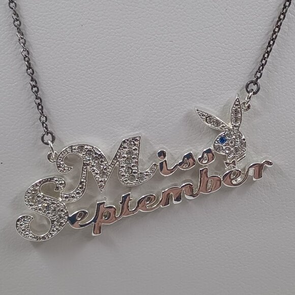 Extremely Rare Playboy Silver Plated Miss September Bunny Pendant with Birth St.